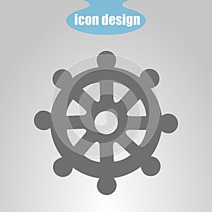 Icon wheel of of Dharma on a gray background. Vector illustration. Buddhist symbol