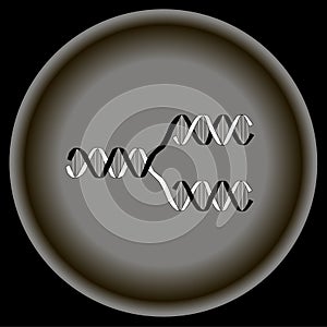 Icon white black replication DNA on grey plate. photo