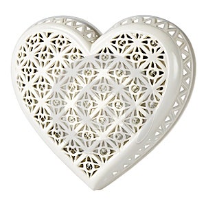 White heart shape icon isolated on white background