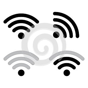 Icon with wifi icons. Communication icon set. Laptop flat vector illustration. Stock image.