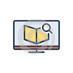 Color illustration icon for Wiki, wikipedia and book photo