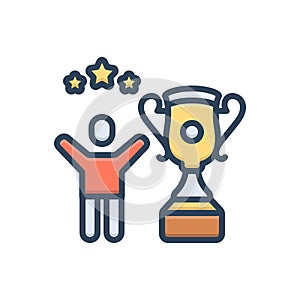 Color illustration icon for Win, vanquish and trophy photo