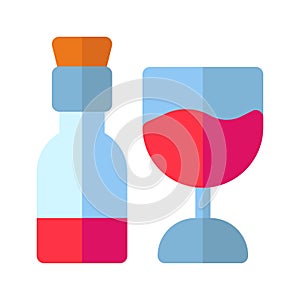 Icon wine in flat style. vector illustration and editable stroke. Isolated on white background