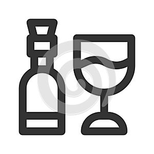 Icon wine in outline style. vector illustration and editable stroke. Isolated on white background