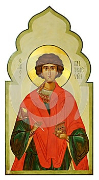 Icon on wood of the Saint Pantaleon (Panteleimon) photo