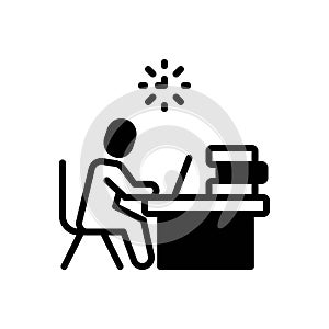 Black solid icon for Work, employee and person