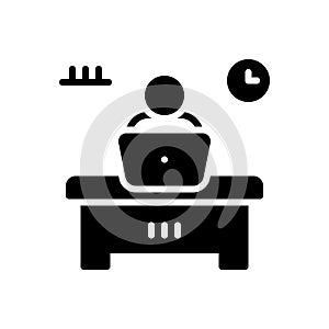Black solid icon for Work, man hour and office