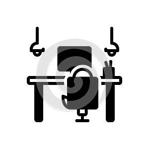 Black solid icon for Working, office and desk