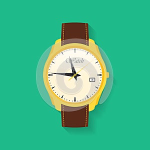 Icon of wrist watch. Symbol of hand clock. Vector illustration of timepiece, chronometer