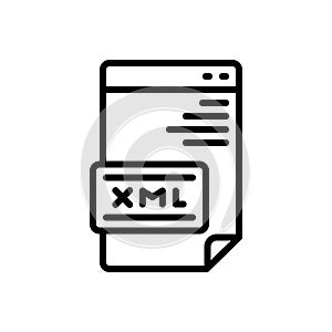 Black line icon for Xml, document and file photo