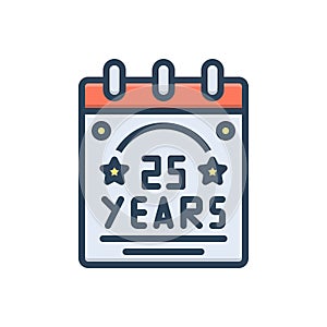Color illustration icon for Years, calendar and date