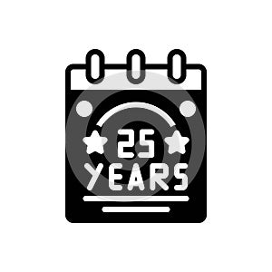 Black solid icon for Years, calendar and date