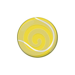 Icon of yellow tennis ball in cartoon style. Isolated object on white background