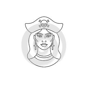 Icon of young woman pirate