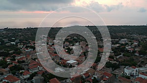 Iconic aerial scenery over the old historical town of Areopoli Lakonia, Greece