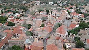Iconic aerial scenery over the old historical town of Areopoli Lakonia, Greece