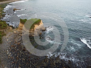 The iconic aerial view of Menganti Beach in Kebumen City