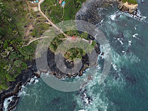 The iconic aerial view of Menganti Beach in Kebumen City