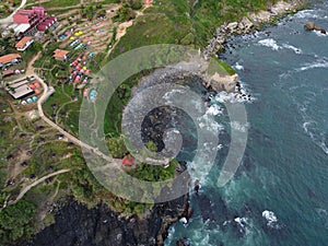 The iconic aerial view of Menganti Beach in Kebumen City