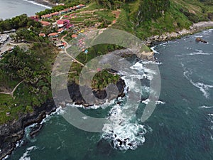 The iconic aerial view of Menganti Beach in Kebumen City