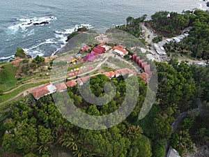 The iconic aerial view of Menganti Beach in Kebumen City