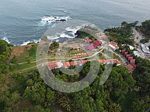 The iconic aerial view of Menganti Beach in Kebumen City