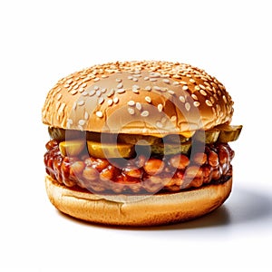 Iconic American Bean Burger With Pickles And Condiments