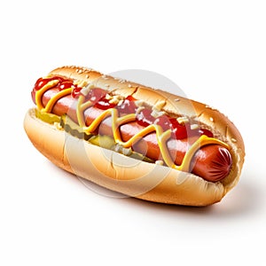 Iconic American Hot Dog On White Surface: A Colorized Hallyu Delight
