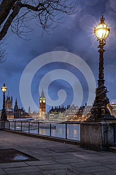 The iconic Big Ben clocktower seen from the Southbank, United Kingdom