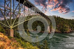 Iconic Bridge, Deception Pass, on the West Pacific Ocean Coast.