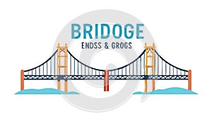 Iconic Bridge Landmark, Engineering Structure Connection Vector, vector design Generative AI