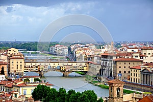 The iconic bridge Ponte Vecchio in Florence city, Italy