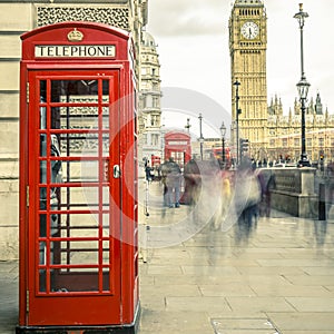 The iconic british old red telephone box