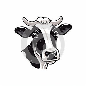 Iconic Cow Head Illustration On White Background
