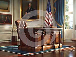 The iconic desk of U.S. Presidents in the Oval Office