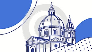 Iconic Dome Architecture with Abstract Geometric Elements, vector design Generative AI