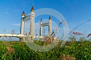 The iconic drawbridge located across the river in the Terengganu, Malaysia