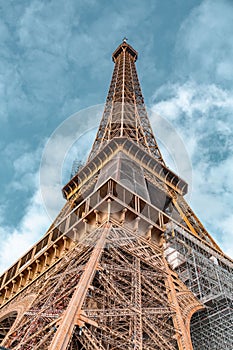 The iconic Eiffel Tower in Paris, France