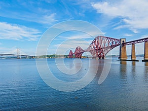 View of the three bridges over the Firth of Forth near Edinburgh, Scotland.