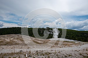 Iconic geyser in Yellowstone, the old Faitful