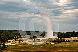 Iconic geyser in Yellowstone, the old Faitful