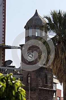 Iconic historical clock tower in Canakkale TURKEY