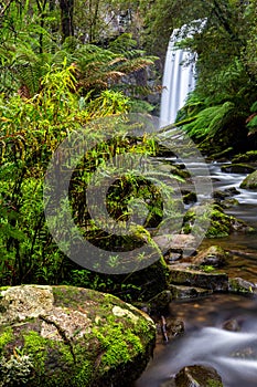 The iconic hopetoun falls in Beechforest on the Great Ocean Road Victoria Australia on 6th August 2019