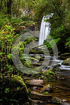 The iconic hopetoun falls in Beechforest on the Great Ocean Road Victoria Australia on 6th August 2019