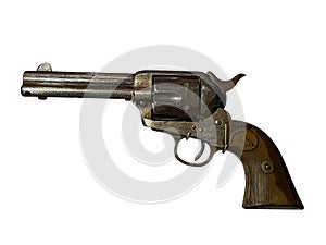 Iconic illustration of a vintage revolver isolated on white photo
