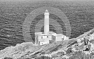 The iconic lighthouse of Capo d& x27;Otranto, Salento, Apulia, Italy