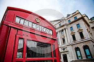 Iconic London red phone box