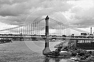 The iconic Manhattan Bridge in Brooklyn, New York City, USA