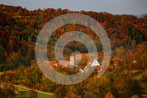 Iconic Mediaeval Town in Germany During Autrumn