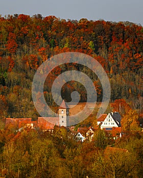 Iconic Mediaeval Town in Germany During Autrumn